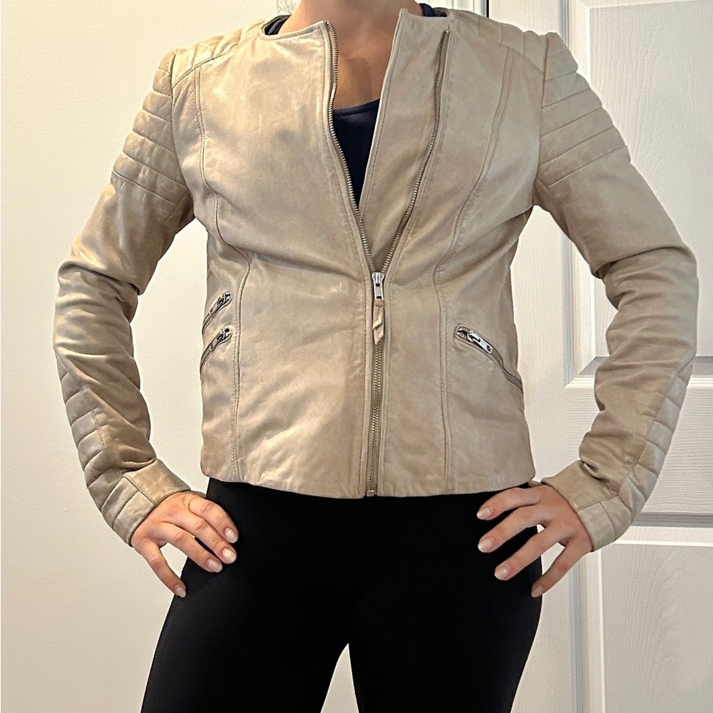 Soia & Kyo Beige Leather Jacket